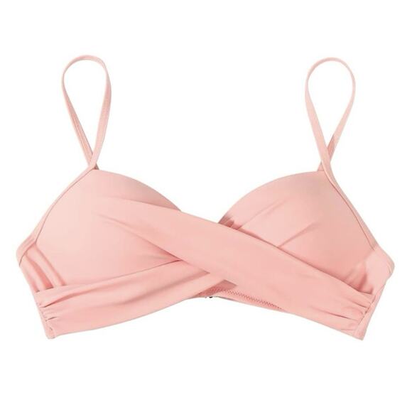 NWT Suuksess sz L Bikini Top Pushup Padded Blue Pink Swimsuit Top - Picture 1 of 9